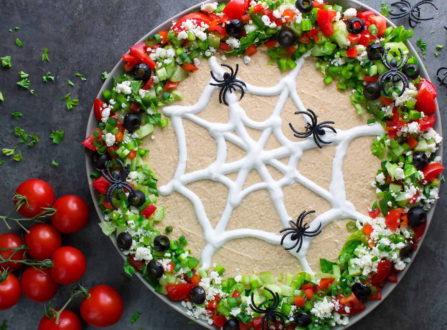 Spider Web Halloween Hummus Dip