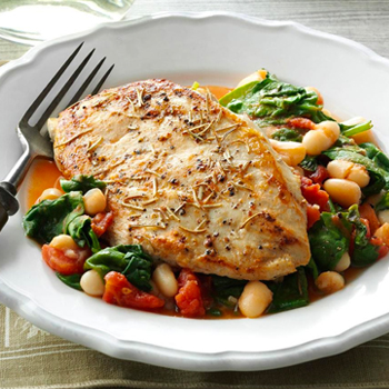 Rosemary Chicken with Sauteed Spinach & White Beans