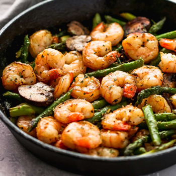 Shrimp, Mushroom & Asparagus Stir-Fry