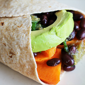 Sweet Potato, Black Bean & Egg White Breakfast Burrito